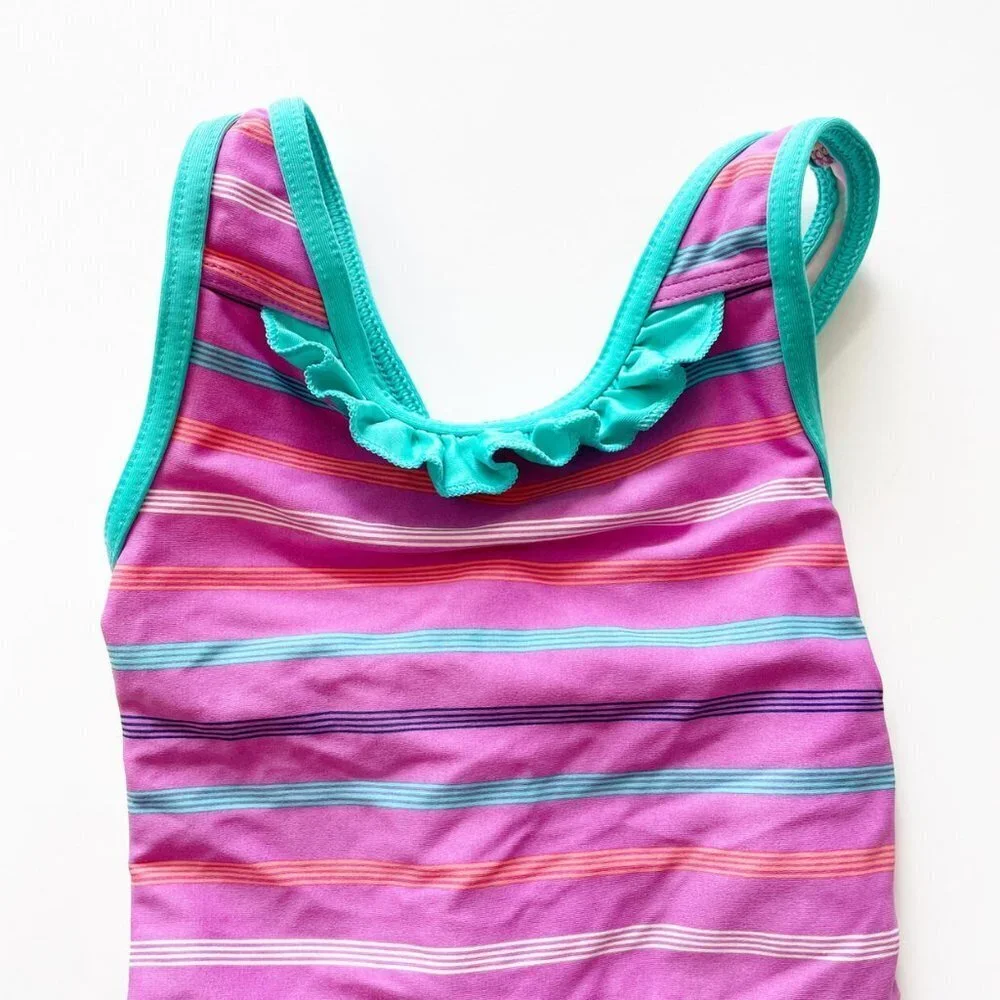 Patagonia Cross Back Ruffle Striped Swimsuit